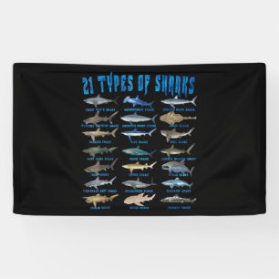 Shark Lovers 21 Types Of Sharks Ocean Animal Banner