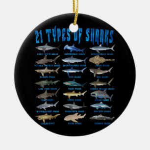Shark Lovers 21 Types Of Sharks Ocean Animal Ceramic Ornament