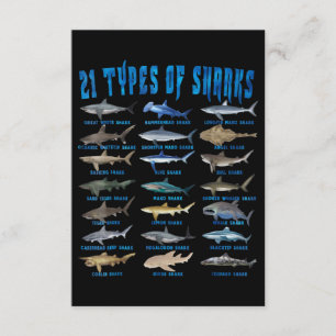 Shark Lovers 21 Types Of Sharks Ocean Animal Enclosure Card