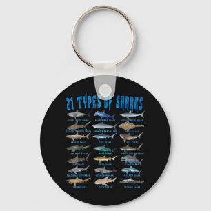 Shark Lovers 21 Types Of Sharks Ocean Animal Key Ring