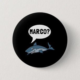 Shark Marco Polo Ocean Vacation Funny 6 Cm Round Badge