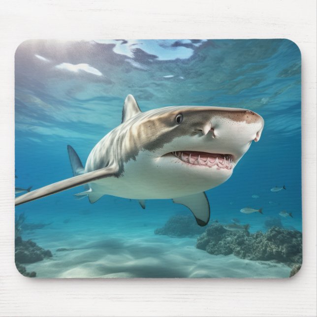 Shark Marine Animal  Blue Ocean Deep Sea Mouse Pad (Front)