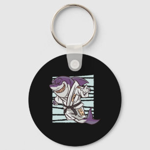 Shark Martial Arts Fighter Funny Karate Cartoon Gr Key Ring