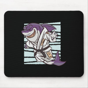 Shark Martial Arts Fighter Funny Karate Cartoon Gr Mouse Pad