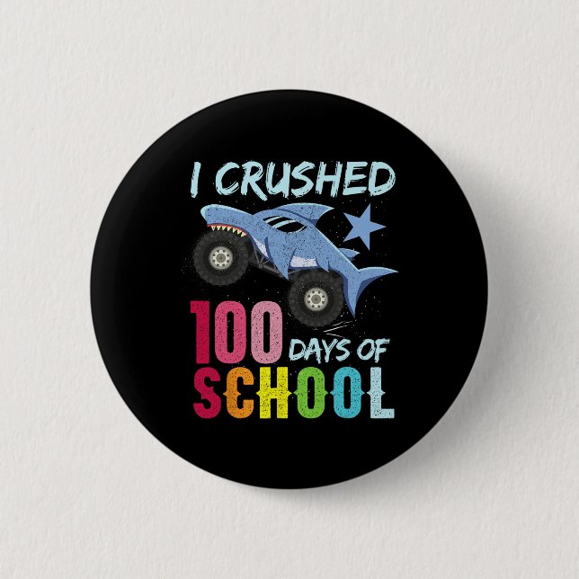 Shark Monster Truck 100 Days Of School Apparel  6 Cm Round Badge (Front)