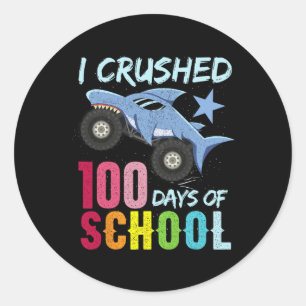 Shark Monster Truck 100 Days Of School Apparel Classic Round Sticker