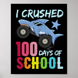 Shark Monster Truck 100 Days Of School Apparel  Poster
