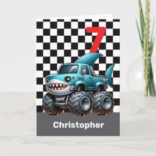 Shark Monster Truck 7th Birthday Card