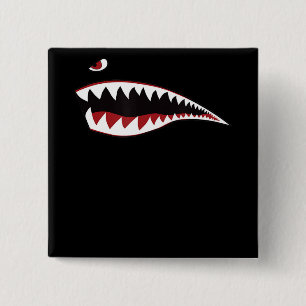 Shark Mouth Art Symbol - Gift For Shark Lover 15 Cm Square Badge