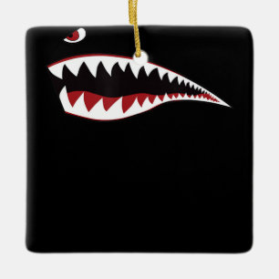 Shark Mouth Art Symbol - Gift For Shark Lover Ceramic Ornament