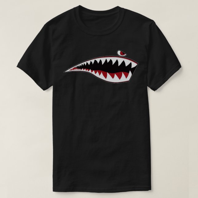 Shark Mouth Nose th Tooth Helicopter WWII P40 Warh T-Shirt (Design Front)