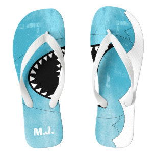 Shark Mouth Wave Monogram Illustration Thongs