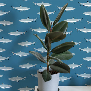 Shark Nautical Teal Green Art Wallpaper