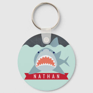 Shark Navy Blue Under the Water Key Ring