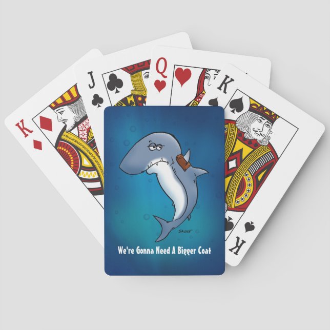Shark Needs Bigger Coat Funny Playing Cards (Back)