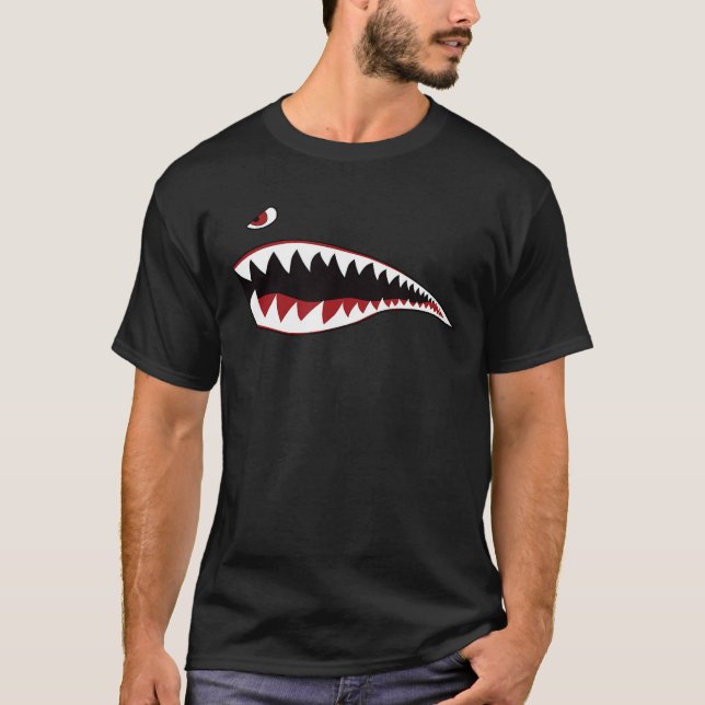 Shark Nose Art  Green - Wwii Military Plane T-Shirt (Front)
