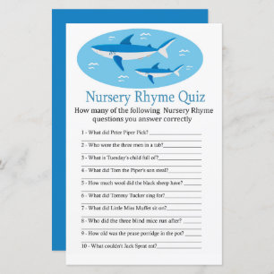 Shark Nursery Rhyme Quiz baby shower game