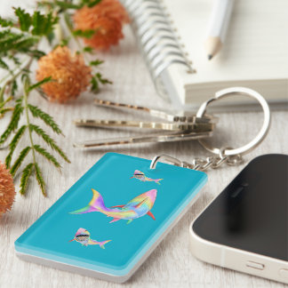 Shark ocean art key ring