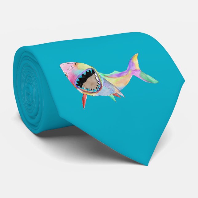 Shark ocean art sweatshirt  tie (Rolled)