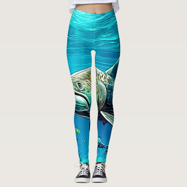 Shark Ocean Predator Art Leggings (Front)