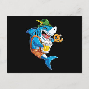Shark Oktoberfest Lederhosen Costume Men Jawsome Invitation Postcard