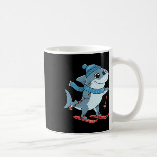 Shark On Skis Cozy Winter Alpine Slopes Cartoon Coffee Mug