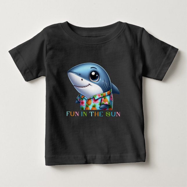 Shark on Vacation Baby T-Shirt (Front)