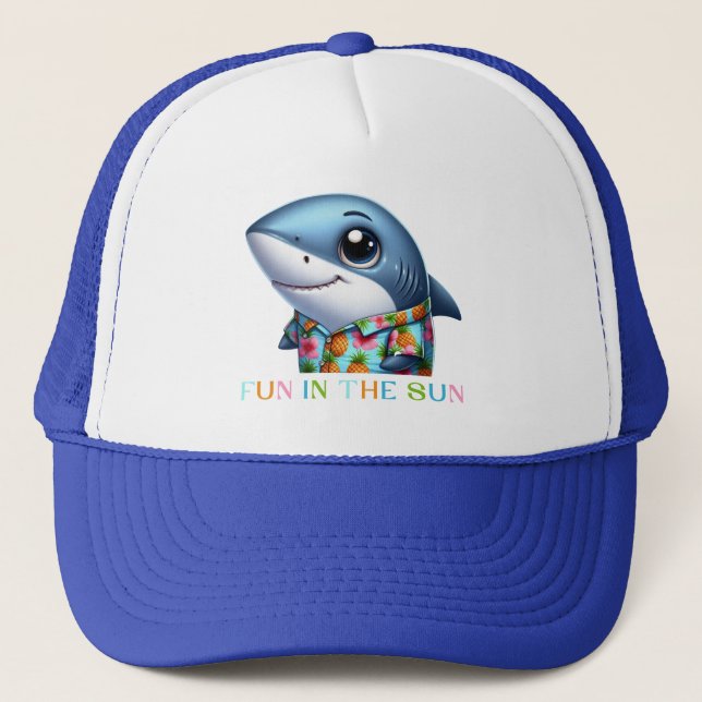 Shark on Vacation Trucker Hat (Front)