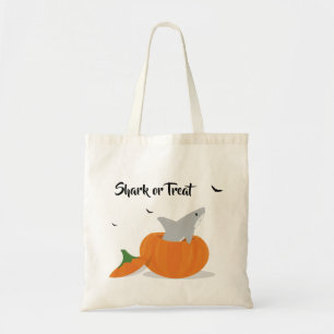 Shark or Treat Cute Cartoon Halloween Pumpkin Bats Tote Bag