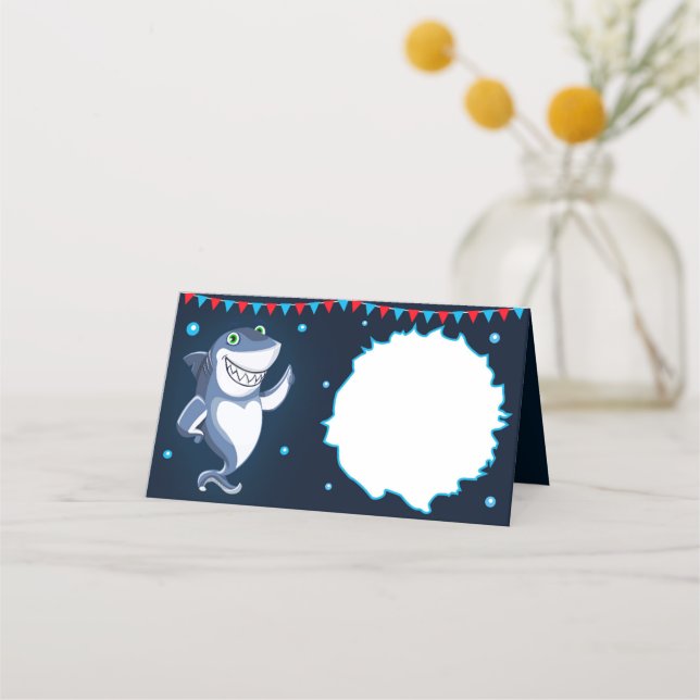 Shark party food labels cards Place cards (Front)