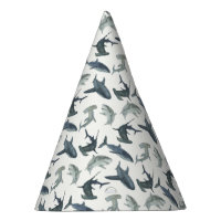 Shark Party Hat with Watercolor Sharks 