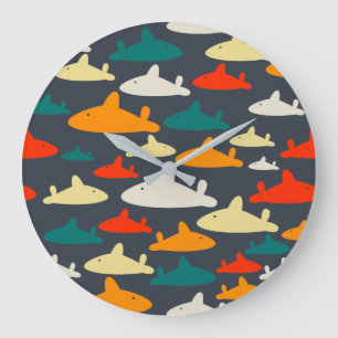 Shark Pattern Large Clock