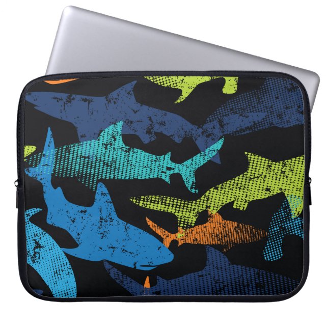 Shark pattern, modern urban laptop sleeve (Front)