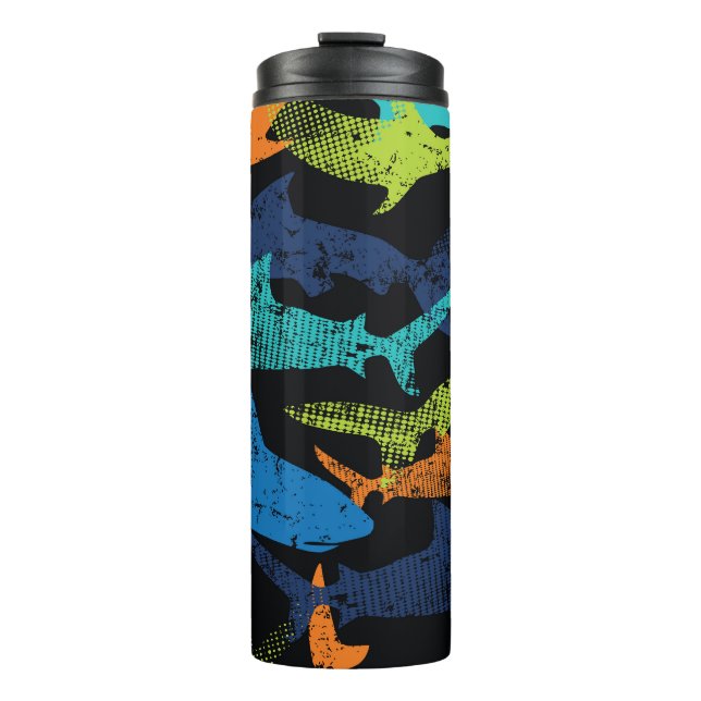 Shark pattern, modern urban thermal tumbler (Front)