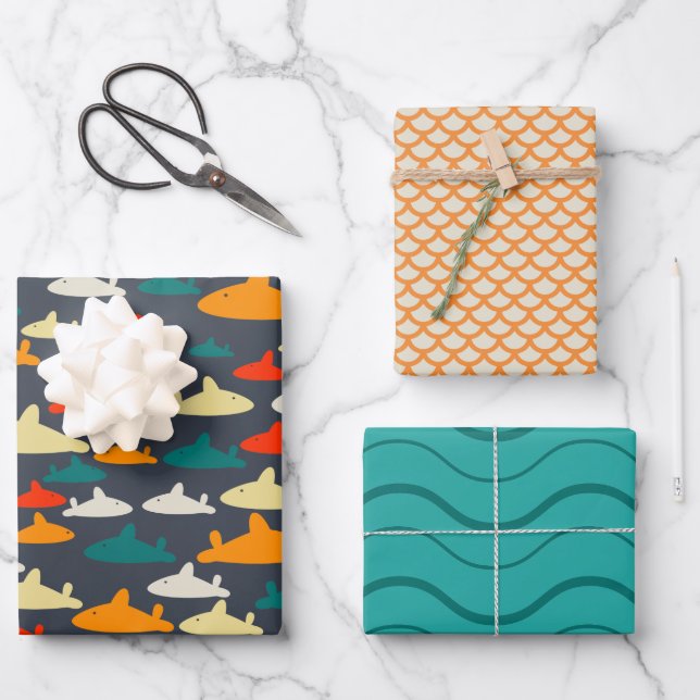Shark Pattern Wrapping Paper Sheet (Front)
