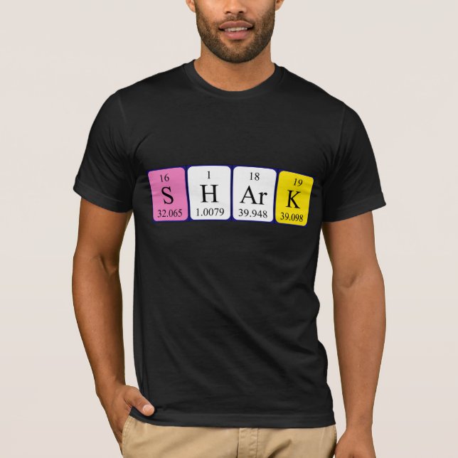 Shark periodic table word shirt (Front)