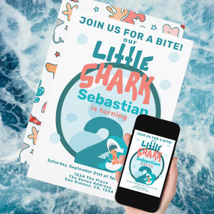Shark Personalised Birthday Party Invitation
