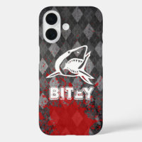 Shark Pictogram on Grungy Black Argyle