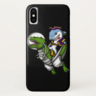 Shark Pirate Astronaut Riding Space T-Rex Dinosaur iPhone X Case