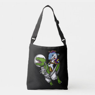 Shark Pirate Astronaut Riding Space T-Rex Dinosaur Crossbody Bag