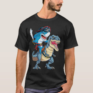 Shark Pirate Dinosaur T rex T Shirt Jawsome Boys