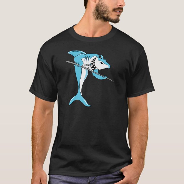 Shark Playing Billiards T-Shirt (Front)