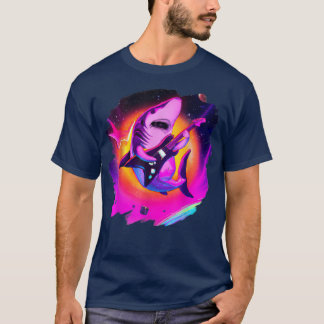 Shark Playing Guitar in Space Outer Space Sharks  T-Shirt