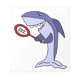 Shark Playing Tennis Cartoon Notepad