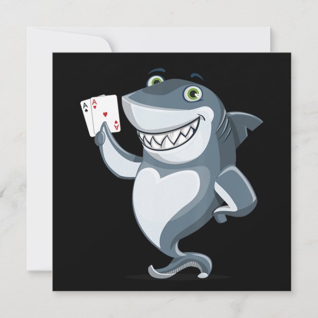 Shark Poker Player  - Funny Poker Gift Invitation (Front)