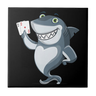 Shark Poker Player - Funny Shark Gifts Ceramic Tile