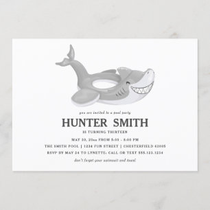 Shark Pool Float Birthday Pool Party Invitation