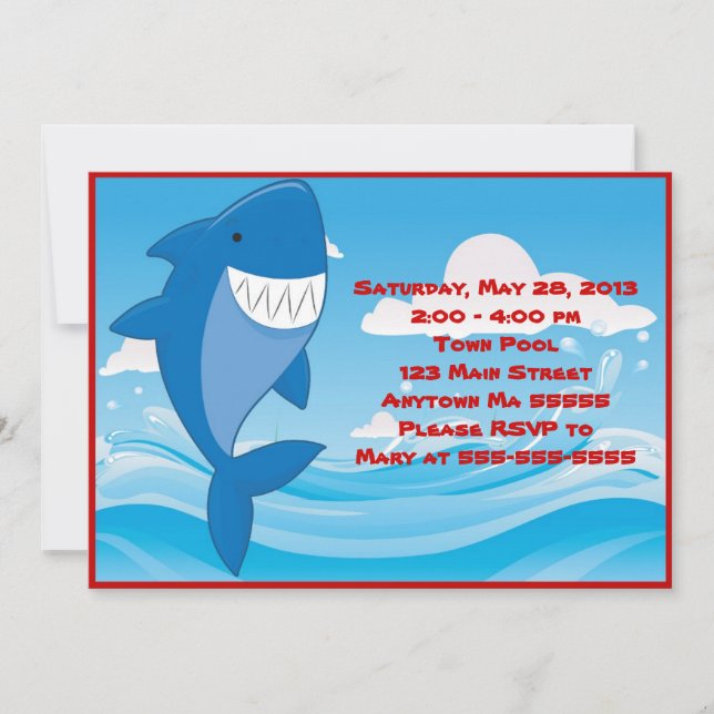 Shark Pool Party Birthday Invitation (Front)