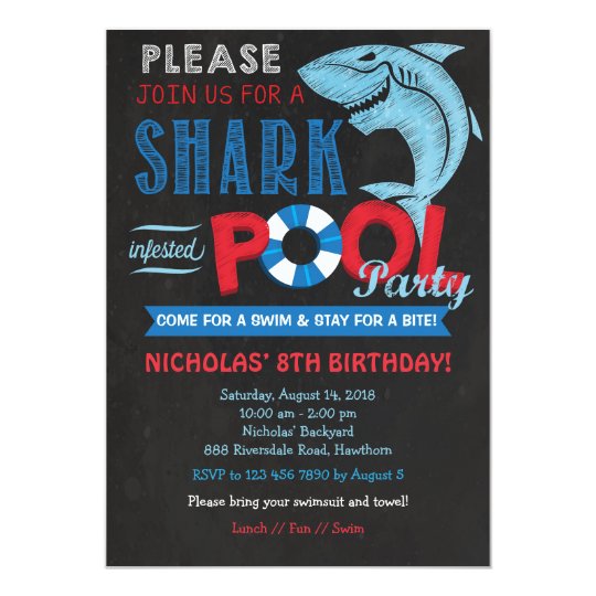 shark pool party invitation shark invitation zazzle com au