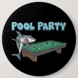 Shark Pool Party Pun Billiard Summer Beach Pool 6 Cm Round Badge